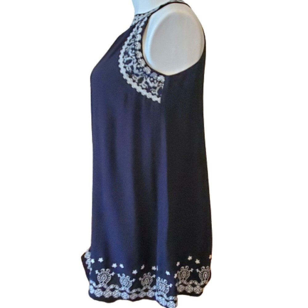 Thml Stitch Fix Vittoria Embroidered A-Line Dress Black Mini Halter Size Medium View 4